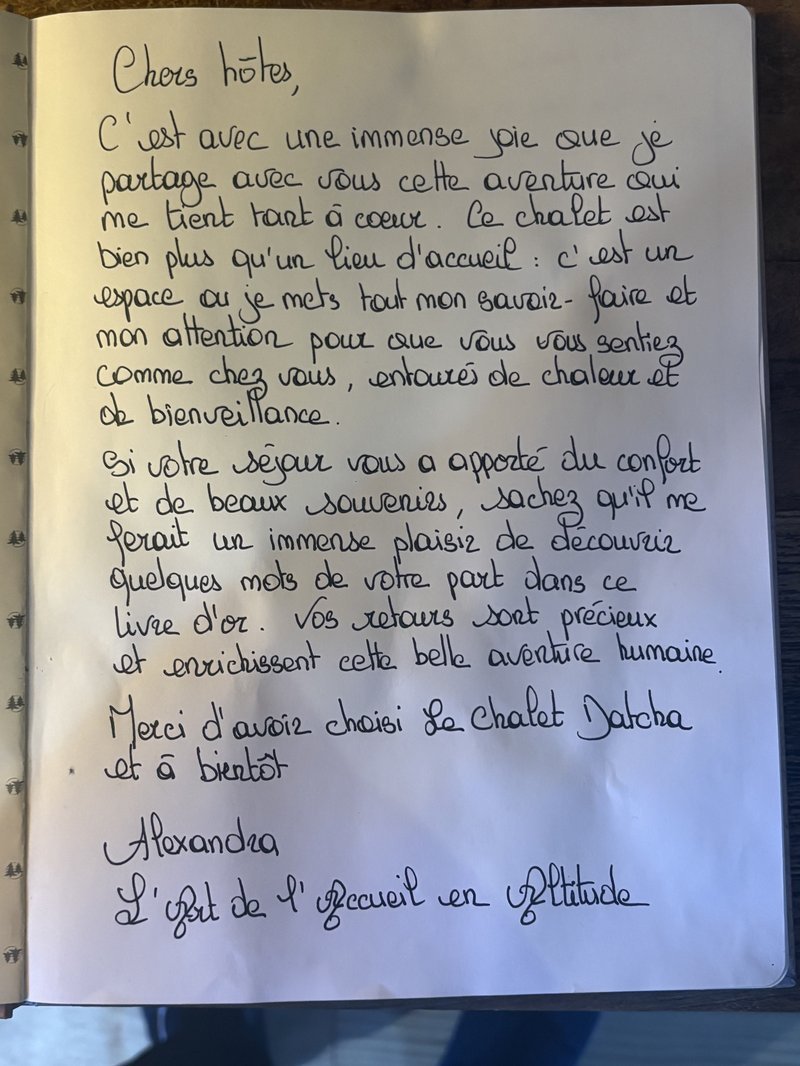 Livre d'or — mot d'Alexandra