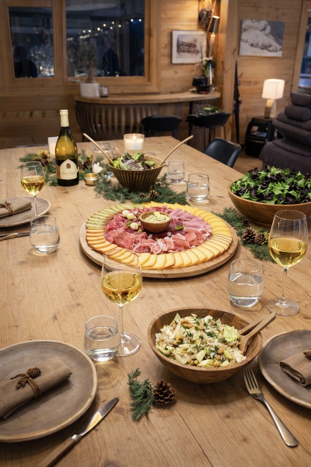 Table d'hôte au Chalet Datcha — plateau de charcuterie et fromages